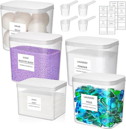 Lifewit 4+1 Laundry Pods Container & Dryer Sheet Holder, Large Powder Detergent by Lifewit