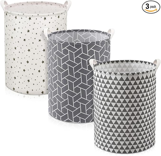 Patelai 3 Pieces Large Laundry Hamper Round Collapsible Organizer Storage Bin by Patelai