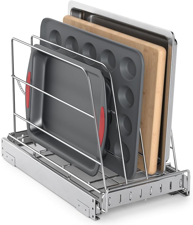 Pull Out Cabinet Organizer for Cutting Board, Cookie Sheet, Baking Sheet by NestSprout