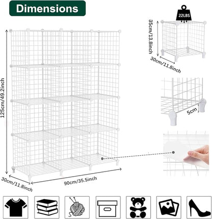 AWTATOS Wire Cube Storage, Closet Organizer, 12 Cube Storage Shelf, Portable - Image 3