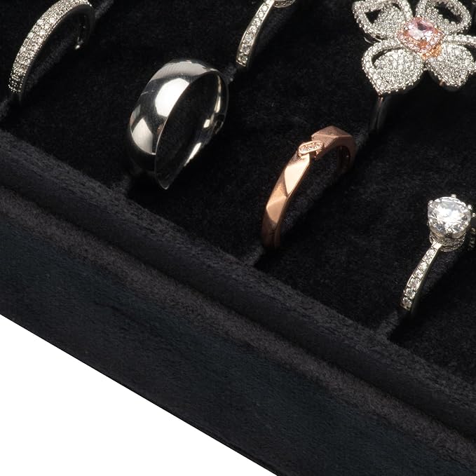 Velvet Ring Organizer Display Tray Jewelry Box Earring Holder Case - Image 3