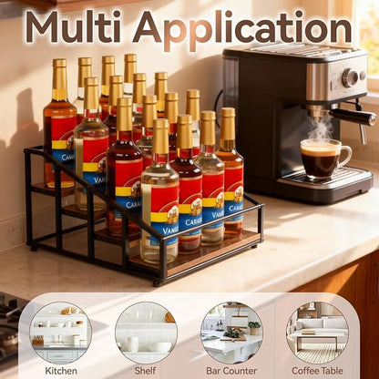 Coffee Syrup Organizer Rack, Liquor Bottle Display Shelf, 4 Tier 16 Syrup - Image 6