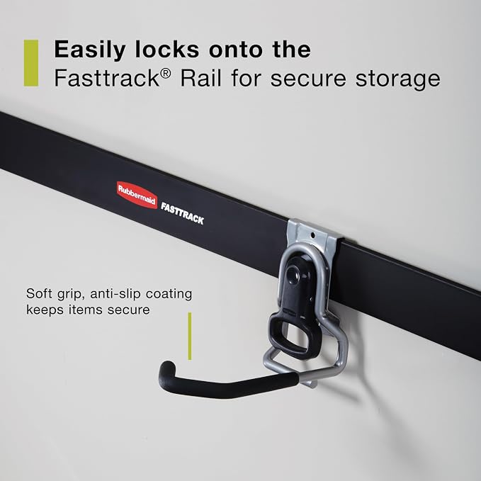 Rubbermaid FastTrack Garage Organization System Vertical Bike Hook Black Holds - Image 4
