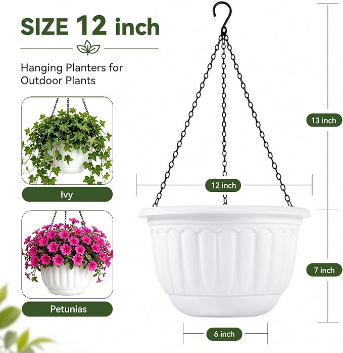 YIKUSH 12 Inch Hanging Planters - Image 2