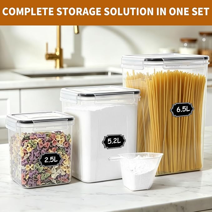 Flour Sugar Storage Containers, 10 Pack Large Airtight Food Storage Containers - Image 7