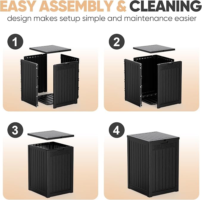 EasyUp 56 Gallon Deck Boxes Outdoor Waterproof, Resin Outside Storage Box - Image 7