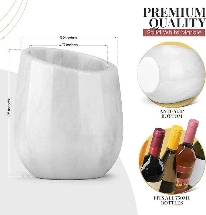 Gusto Nostro Marble Wine Chiller Bucket - 750ml Wine Bottle Cooler and - Image 4