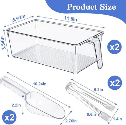 Clear Ice Bucket for Freezer, Ice Cube Storage Bin - Image 2
