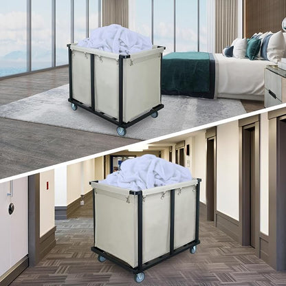 Commercial Laundry Cart with Wheels, 400L Beige | 600 lbs Heavy Duty Laundry - Image 5