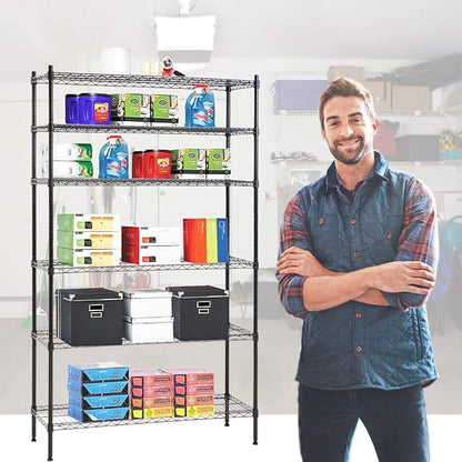 PayLessHere | 6-Tier Wire Shelf | 42"x16"x72" | Black | Adjustable Racks | - Image 4