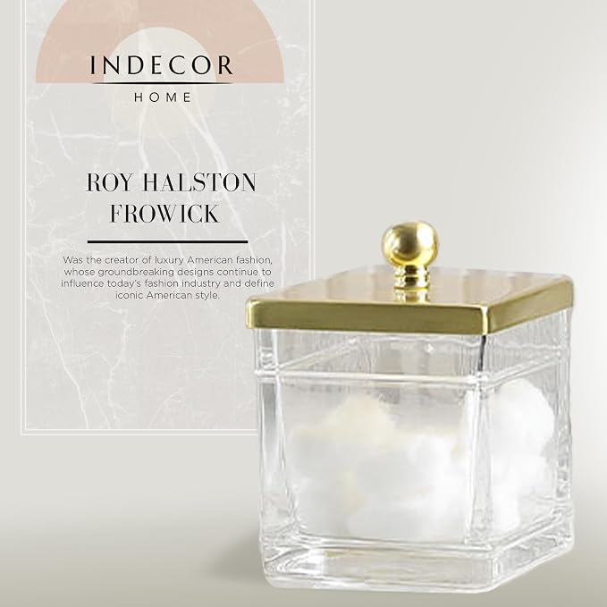 Clear Transparent Hotel Style Apothecary Tempered Glass Canister Jar W/ Gold - Image 3