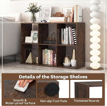 POWERSTONE 6 Cube Storage Organizer Set of 2, 3 Tier Cubby Bookshelf - Image 5