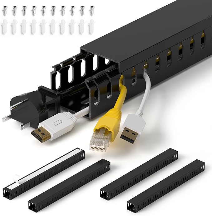 63in Professional Server Rack Cable Management Raceway, H1.4 x W1.6in Cable by ZhiYo
