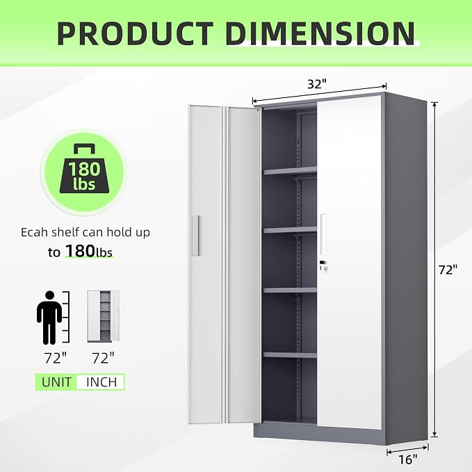 INTERGREAT Metal Storage Cabinet, Tall Metal Cabinet - Image 3