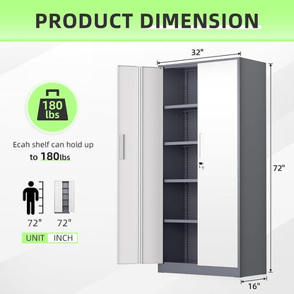 INTERGREAT Metal Storage Cabinet, Tall Metal Cabinet - Image 3