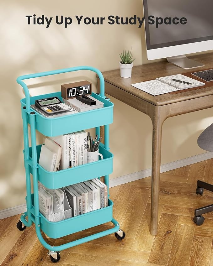 Pipishell 3 Tier Rolling Cart, Metal Utility Cart - Image 7