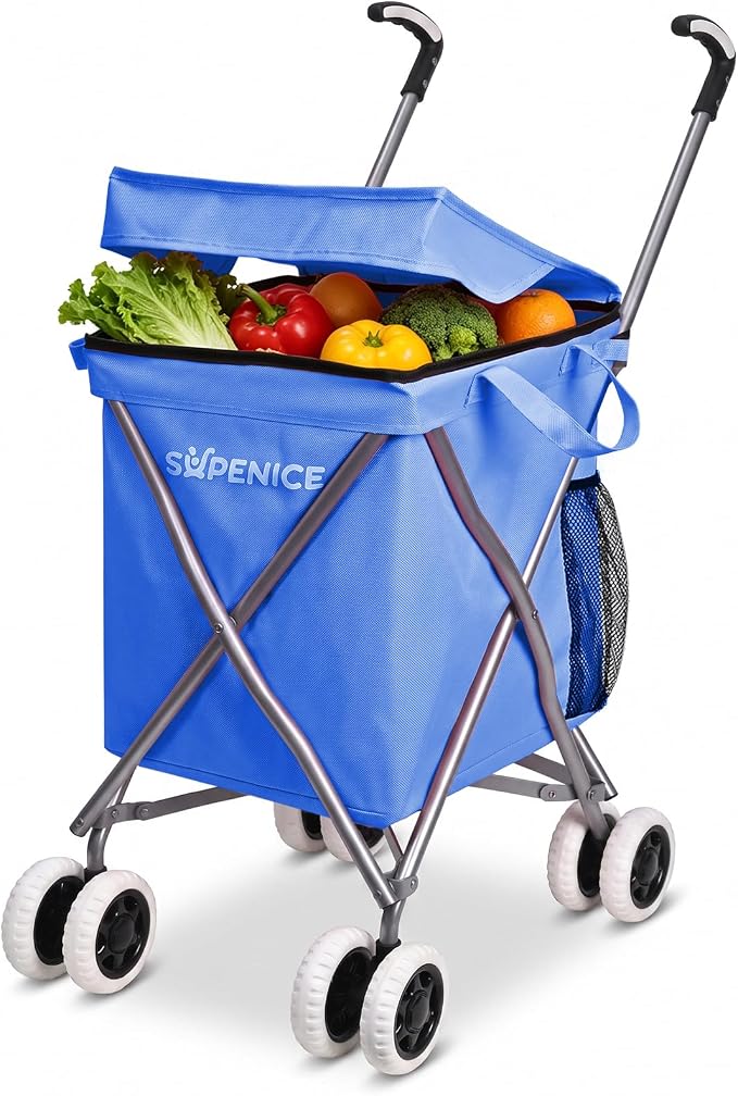 Shopping Carts for Groceries Foldable Rolling Trolley by supenice