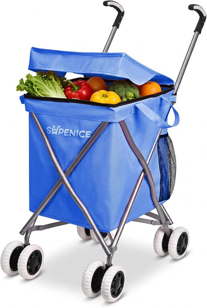 Shopping Carts for Groceries Foldable Rolling Trolley by supenice