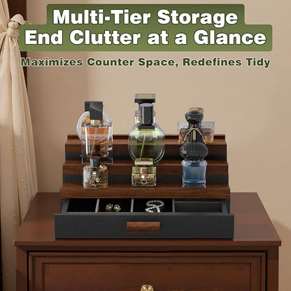 Perfume Cologne Organizer for Men: 3 Tier Wooden Perfumes Stand, Desktop Parfum - Image 3