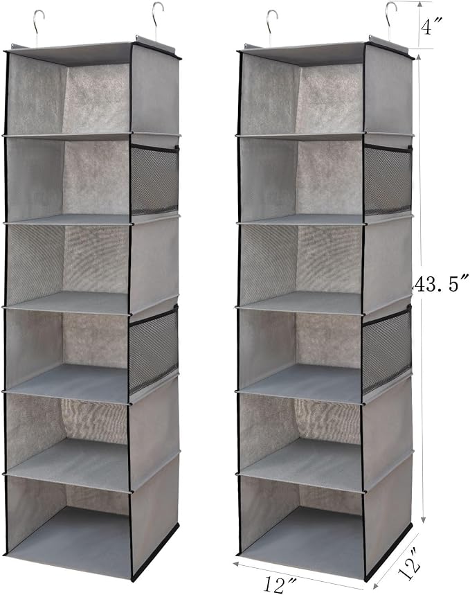BrilliantJo 6 Shelves Hanging Closet Organizer, 2 Pack Hanging Storage - Image 3