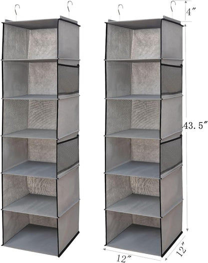 BrilliantJo 6 Shelves Hanging Closet Organizer, 2 Pack Hanging Storage - Image 3