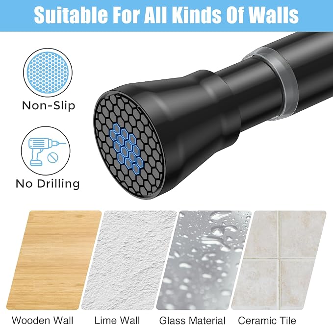 AIZESI 2Pack Tension Curtain Rod 28-48 Inch No Drilling Adjustable, No Slip - Image 3
