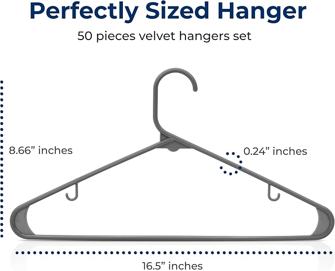 SereneLife 50 Pack Plastic Hangers, Space-Saving Closet Organizers, Durable and - Image 2