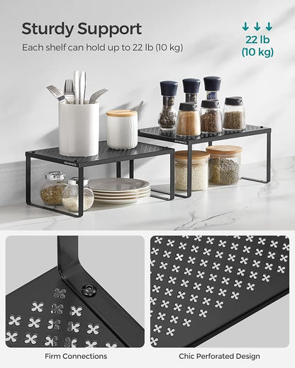 SONGMICS Spice Racks, Countertop Organizers, Shelf Risers, Expandable, Ink - Image 5