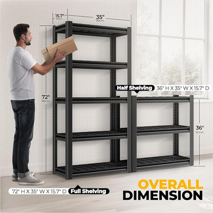 Auto Dynasty 5-Tier Storage Shelves Set of 2, Metal Storage Utility Rack Shelf - Image 2