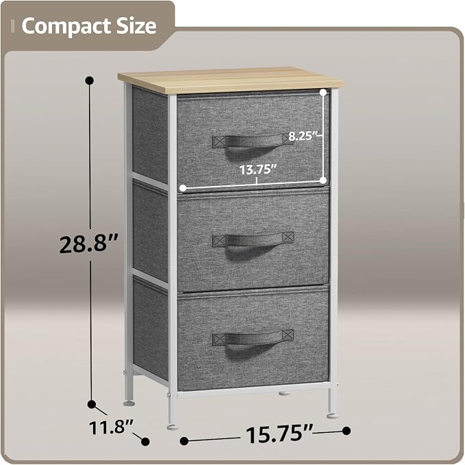 Sorbus Nightstand with 3 Drawers - Image 3