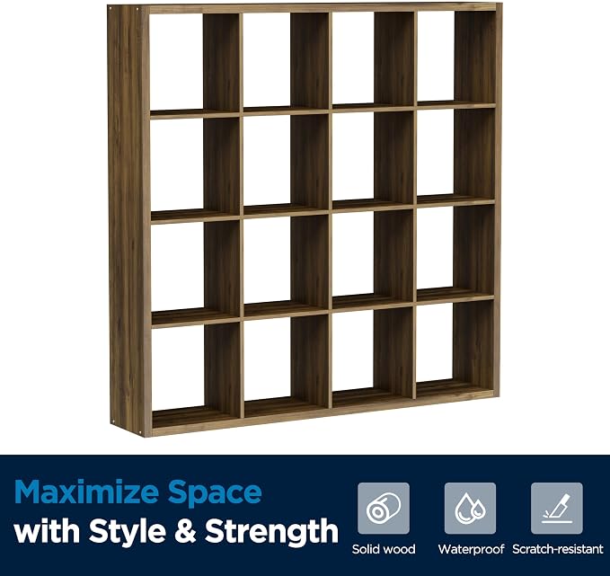 16 Cube Storage Organizer Bookcase, Thick Frame Wood Grain Storage Shelf - Image 8