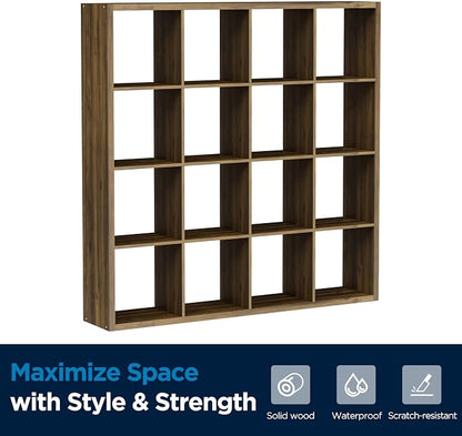 16 Cube Storage Organizer Bookcase, Thick Frame Wood Grain Storage Shelf - Image 8
