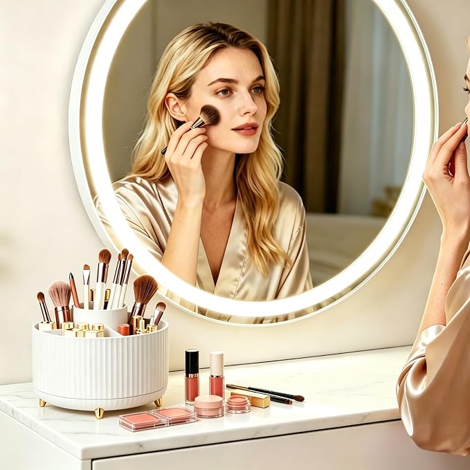 360°Rotating Makeup Brush Holder Organizer, Spinning Skincare Storage Carousel - Image 3