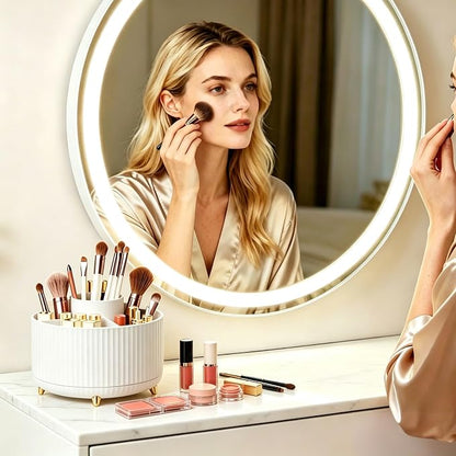 360°Rotating Makeup Brush Holder Organizer, Spinning Skincare Storage Carousel - Image 3
