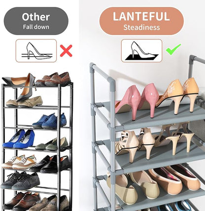 LANTEFUL 10 Tiers Tall Shoe Rack 20-25 Pairs Boots Organizer Storage Sturdy - Image 6