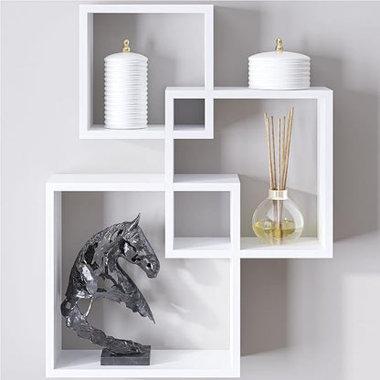 Ballucci Modern Interlocking Cube Floating Shelves, Wall Mount Wood Square - Image 9