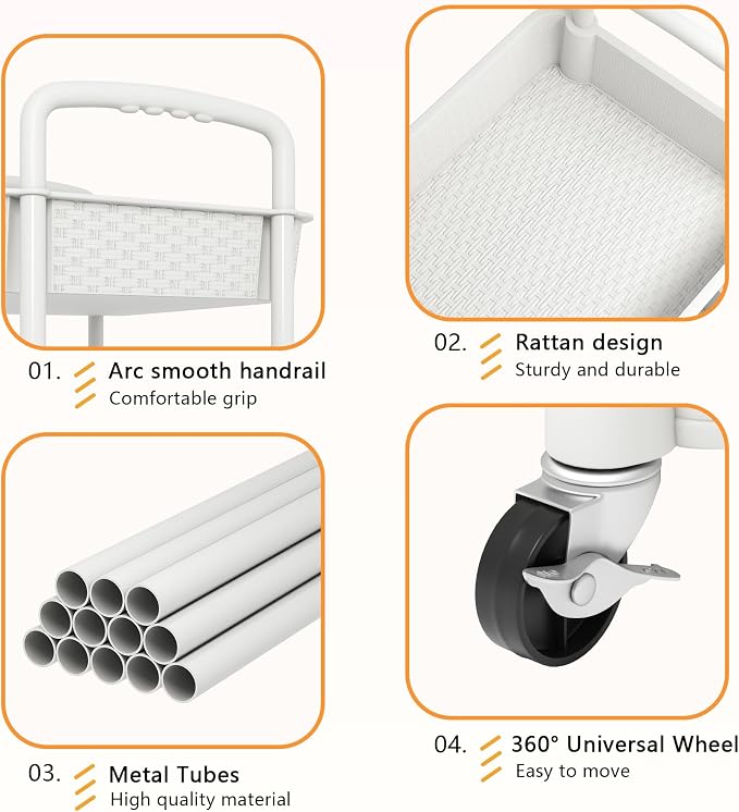 MOYIPIN 4-Tier Plastic Rolling Utility Cart - Image 4