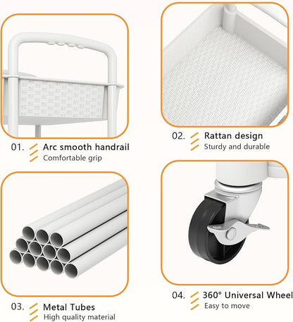 MOYIPIN 4-Tier Plastic Rolling Utility Cart - Image 4