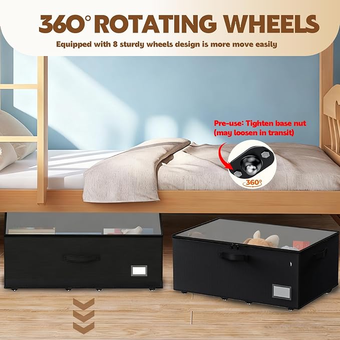 Under Bed Storage with Wheels, No Assemble Required 10 inches Height, Rolling - Image 4