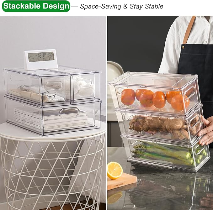 Taiuloo 3 Pack Stackable Refrigerator Organizer Bins - Image 6
