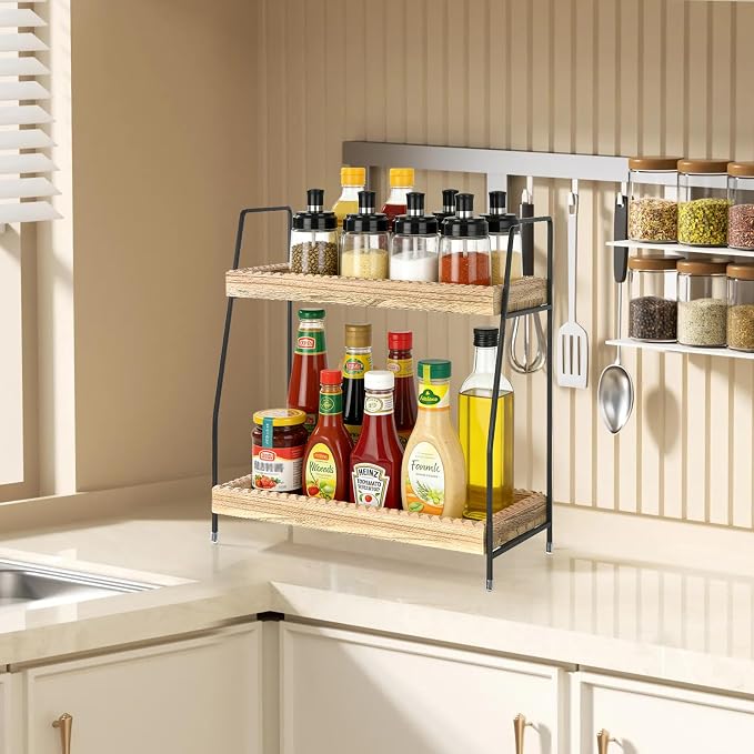 2 Tier Bathroom Countertop Organizer, Wood Bathroom Organizers and Storage - Image 4