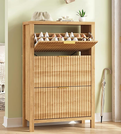 32" Fluted Shoe Cabinet Storage by YomiluveDesign