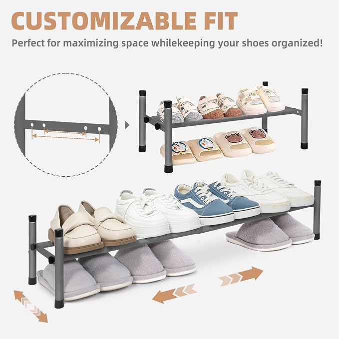 STORAGE MANIAC Expandable Shoe Rack, 4 Pairs Stackable Small Shoe Rack - Image 4