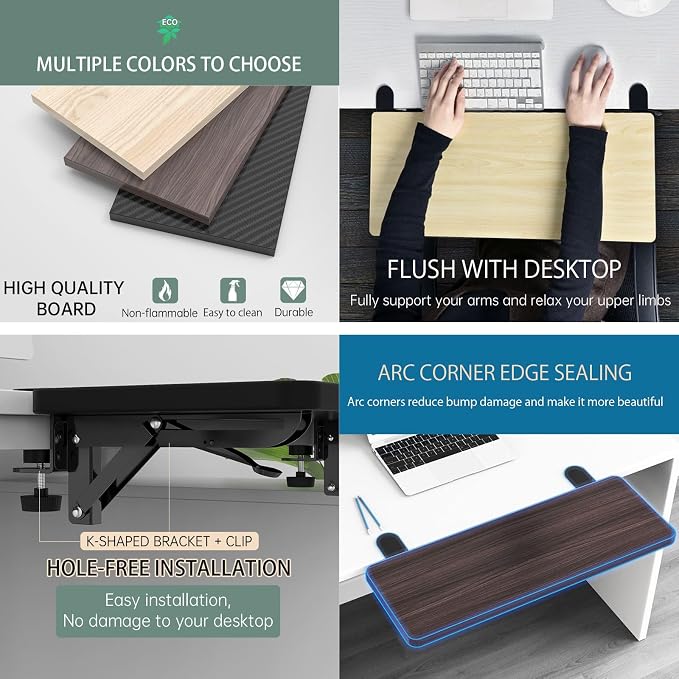 Sisyphy Ergonomics Desk Extender Tray, 29.5x9.5" Punch-Free Clamp on, Foldable - Image 5