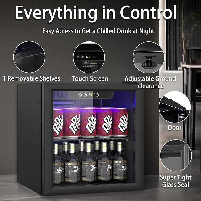1.3 Cu.ft Beverage Refrigerator Cooler, 60 Cans Mini Fridge - Image 2