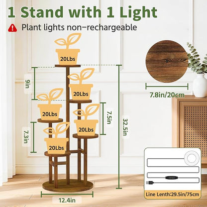 LASZOLA 5 Tiered Wood Plant Stand Indoor Corner - Image 2