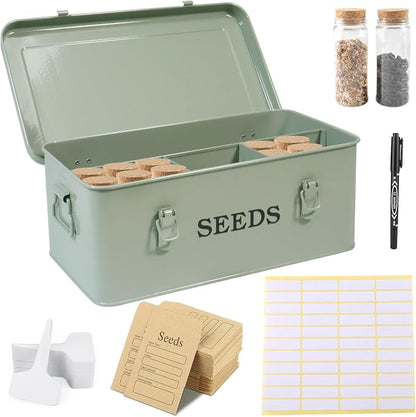 Seed Storage Organizer, 4 Compartment Seed Storage Box by Xbopetda