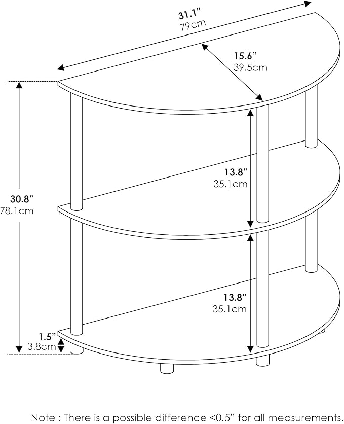 Furinno Frans Turn-N Half Round Console Table - Image 3