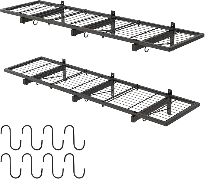 2-Pack 1x4ft Heavy Duty Garage Wall Shelving, 320 lbs Load Capacity, Garage by OSIEWEN