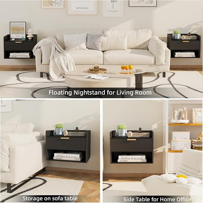 Arbuxzuy Floating Nightstand Set of 2, Wall Mounted Nightstand - Image 4